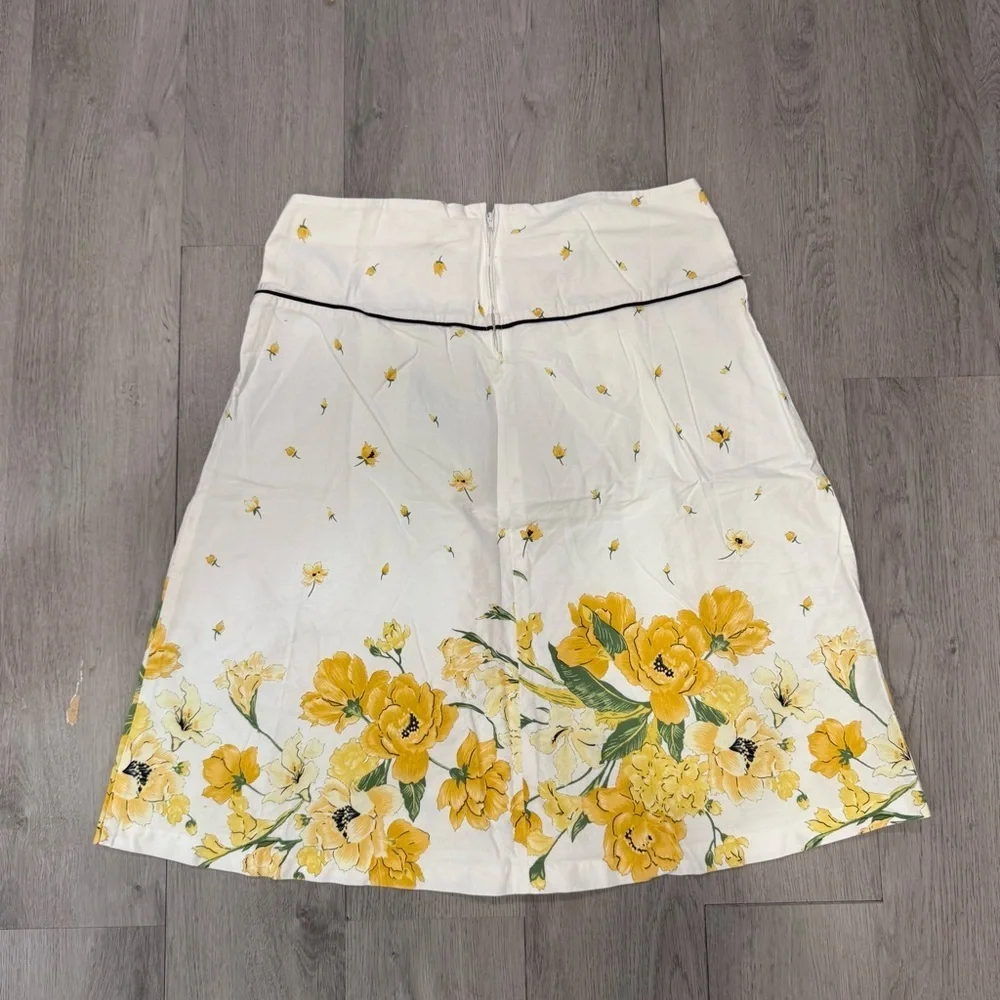 Women's A-Line Skirt Cotten Cottagecore Floral With Bows Midi Skirt Size Small - Picture 2 of 5